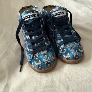 Brand New Blue Dog Print Kids Sneakers